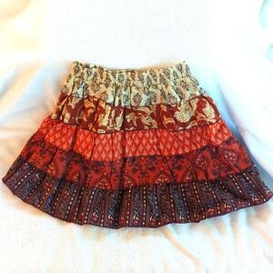 PINK & BLUE ETHNIC | Toddler Girl's Tiered Ruffle Indian Skirt - Set of 2